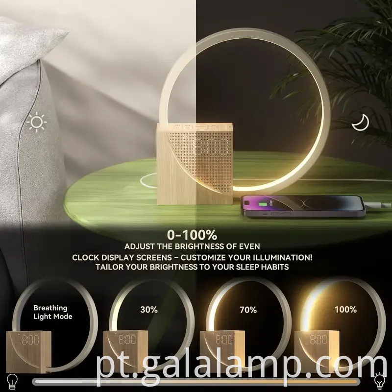 Alarmes do nascer do sol com 10 sons de ruído branco para lâmpada de sono profundo